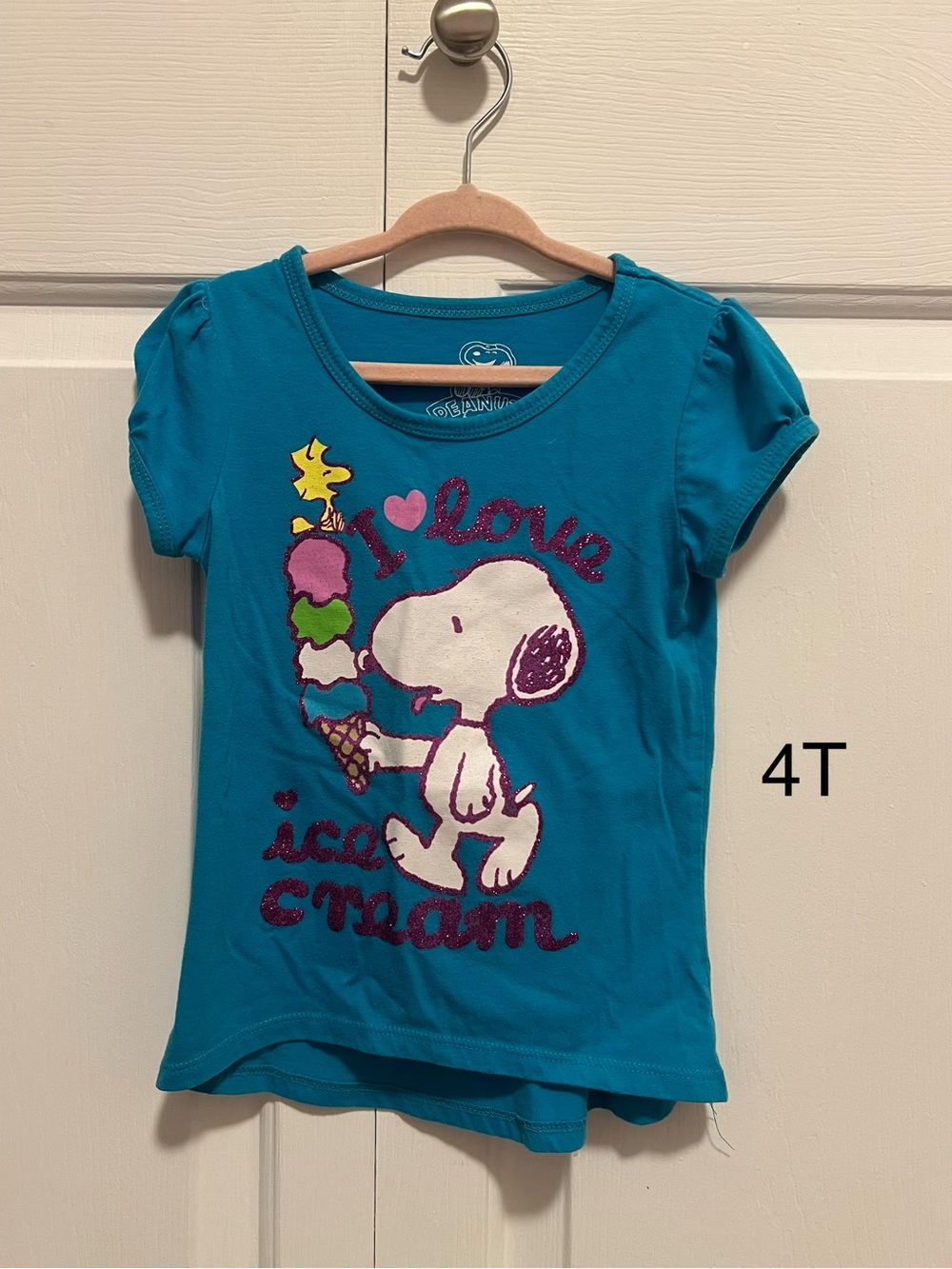 Peanuts Snoopy 'I Love Ice Cream' Teal Girls' Tee - 4T